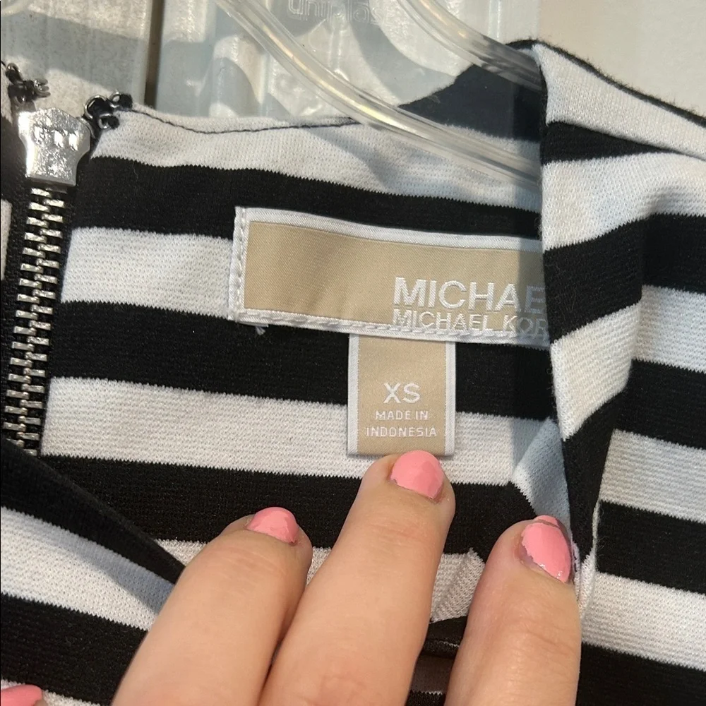 Michael Kors Black and White Striped Tank Top